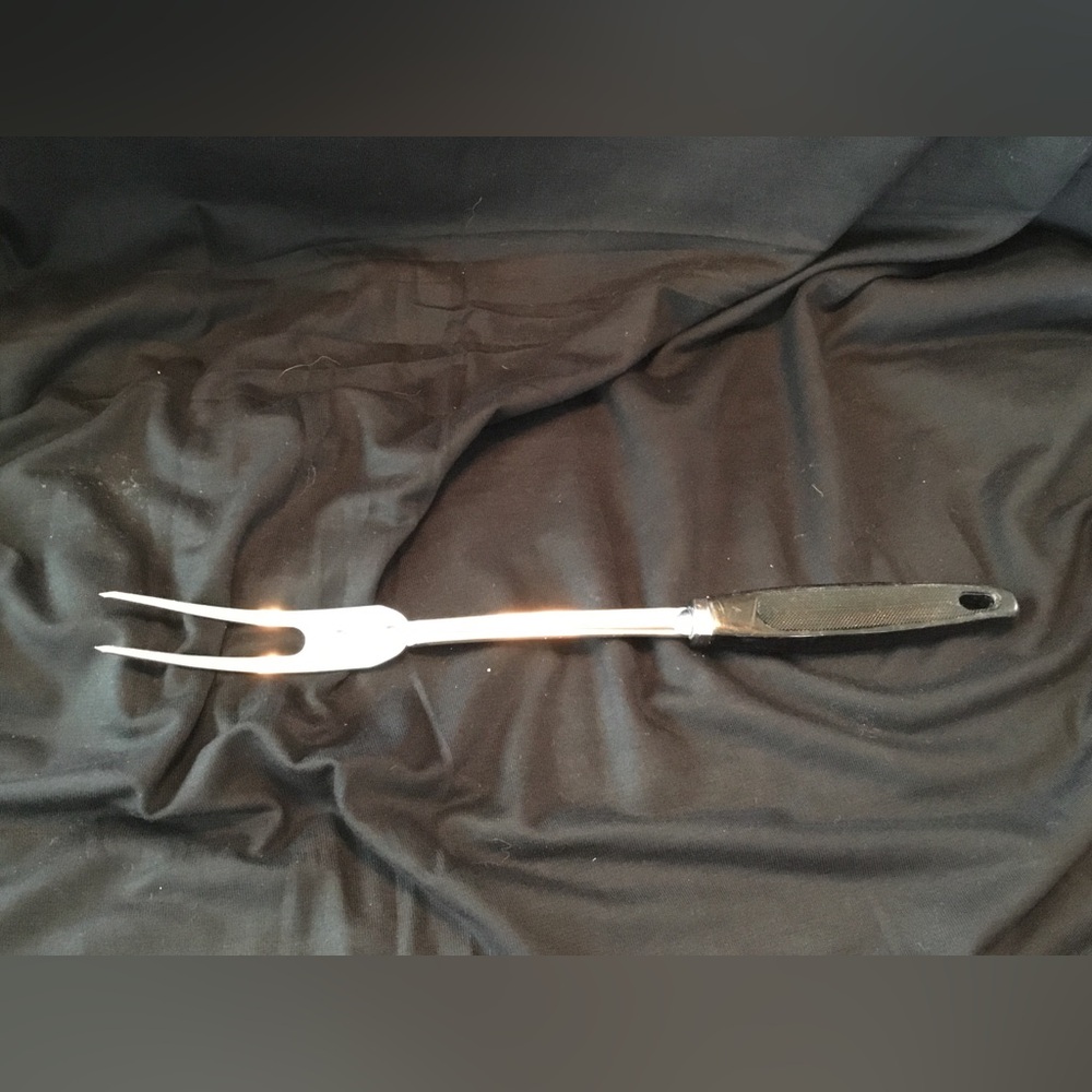 Vintage Ekco Black-Handle Stainless Steel Carving Meat Fork